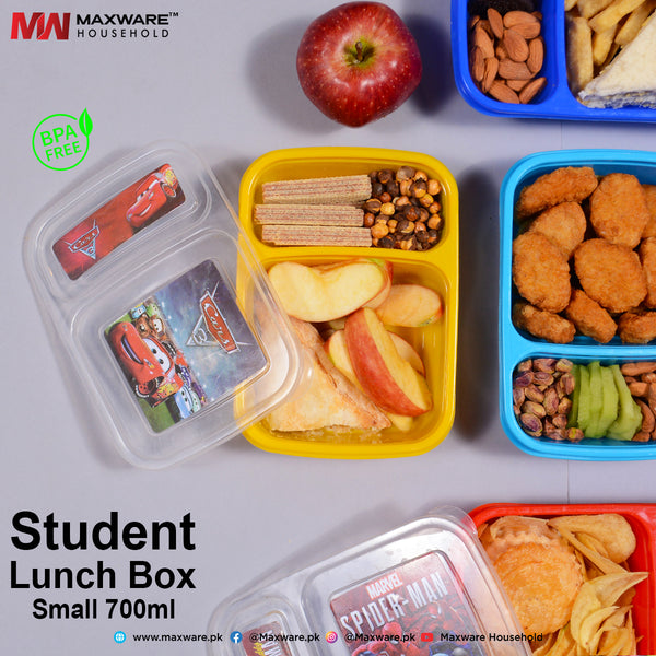 Meal-It Box Lunch Box Small size 700 ml with 2 partitions | Lunch & Snack box for Students Kids Boys and Girls | Office Lunch Box with Beautiful Colors