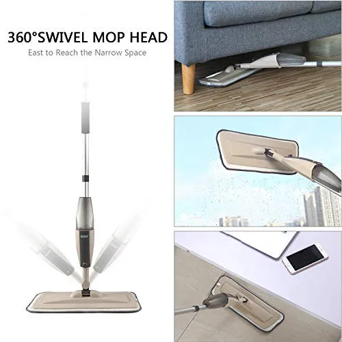 Water Spray Mop, Flat Spray Mop, 360 Degree Spray with Mop, Microfiber Spray Mop for Floor Cleaning, Spray Mop, Multi-Surface Spray Mop with Refillable Bottle, Easy to Fill and Refill with Machine Washable Mop Pad, Flat Mop, Shower mop,