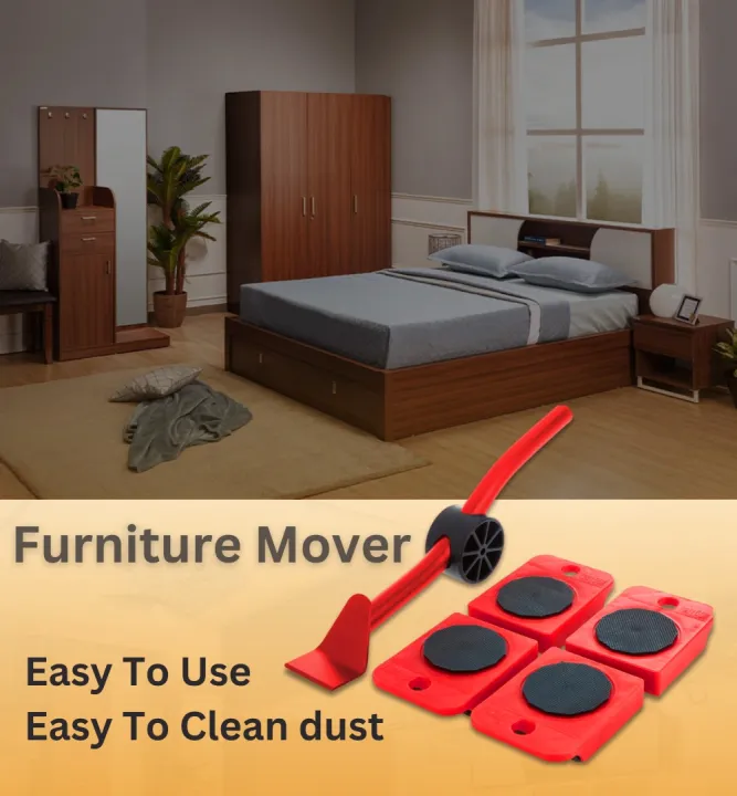 Furniture Moving Transport Tool Set 4 Mover Roller+1 Wheel Bar Heavy Duty Furniture Lifter Lifting Furniture Helper