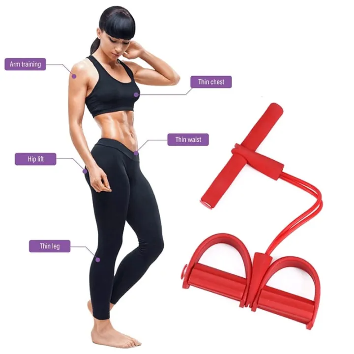 1 PC Padel resistance band , elastic sit up band , 4 tube pull rope multifunction tension rope body trainer