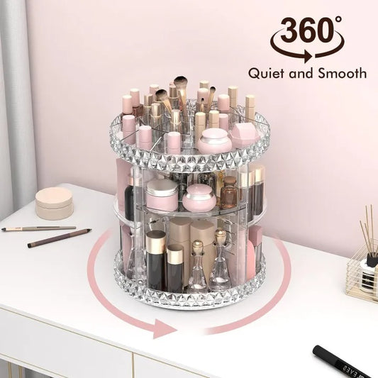 360° Rotating Makeup Organizer Stand - Cosmetic Holder Acrylic