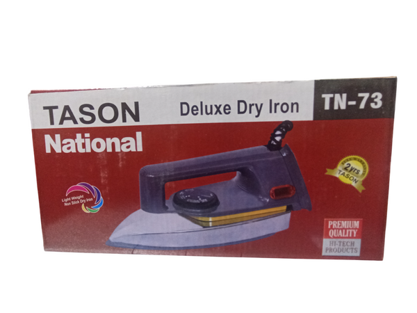 TASON National TN-73 1000 Watts Light Weight Electric Dry Iron, Premium Quality, Non-Stick Stainless Surface