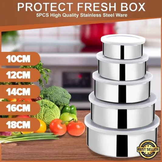 Protect Fresh Box 5 Pieces High Quality Stainless Steel Ware Set Lunch Box