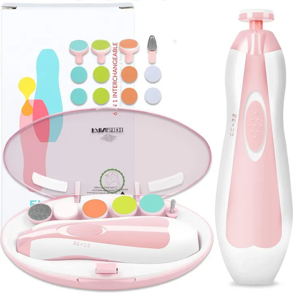 Electric Baby Nail Trimmer with 6 Grinding Heads and LED Light for Babies and Newborns