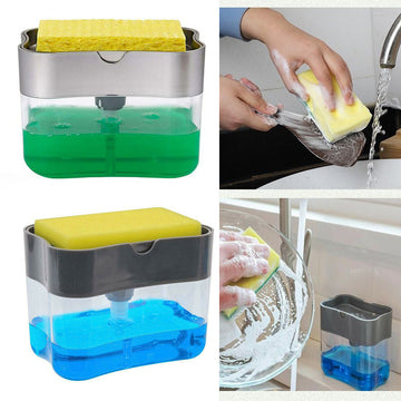 2-in-1 Pump Soap Dispenser and Sponge Caddy For Dish