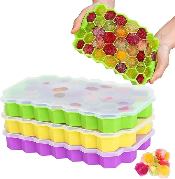 1pcs Honeycomb 37 Lattice Cube Tray Maker With Lid DIY Ice Mold