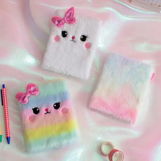 Fur Diary Cute Soft Kitty Fur Notebook for Girls