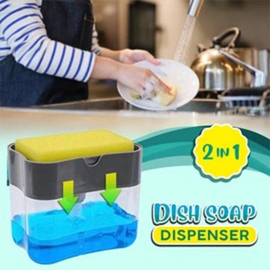 2-in-1 Pump Soap Dispenser and Sponge Caddy For Dish