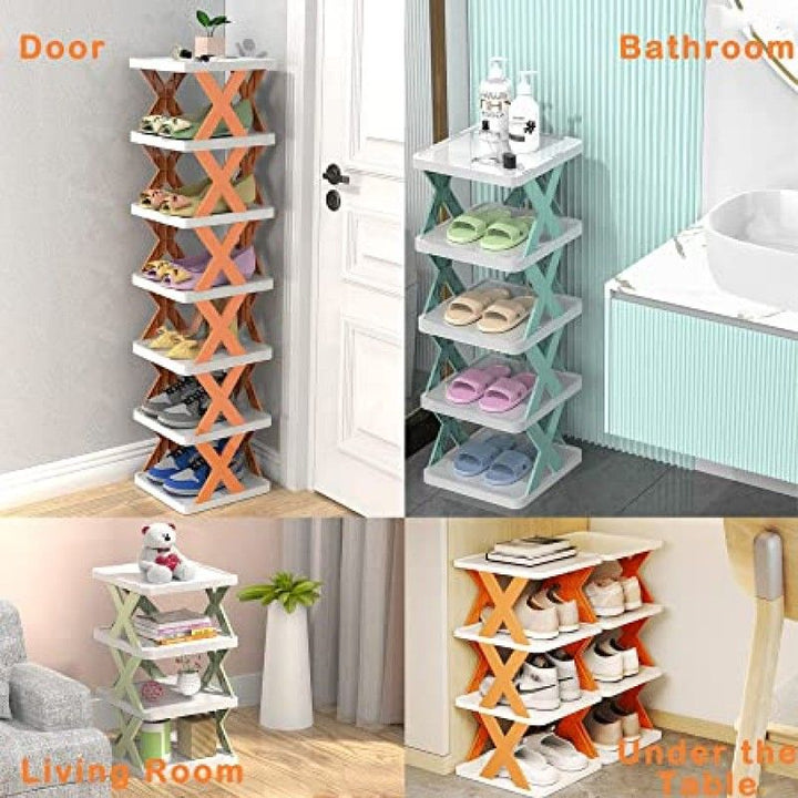 Stackable Shoe Rack Multi-Layer Shoe Stand Support Home Door Entrance Shoes Rack Space Saving Cabinet Shoe Storage Organizer, 5 Layer Multifunctional Shoe Rack, Space Saving Shoe Organizer, Stackable Shoe Rack -Multicolor