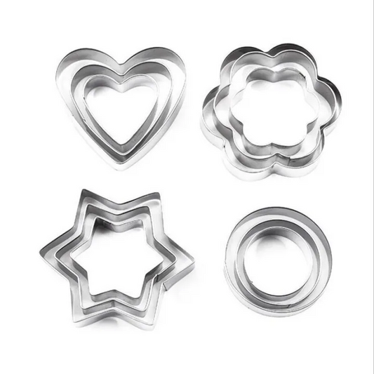 Cookie Cutter Set 12 Pcs Stainless Steel Mould Biscuit Pastry Baking Tools Multi Shape Heart Star Flower Circle