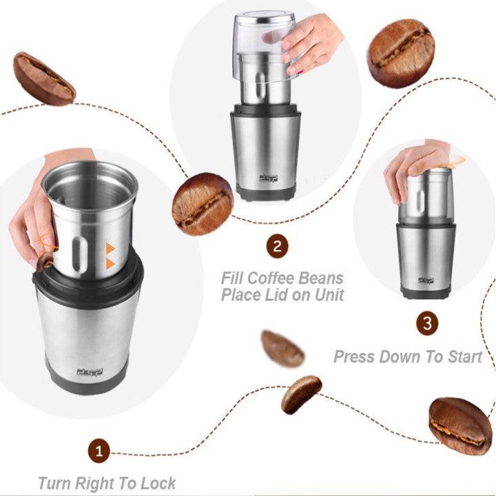 DSP KA3036 Premium Coffee and Spices Grinder 300W Power, Stainless Steel Material - Imported Goods