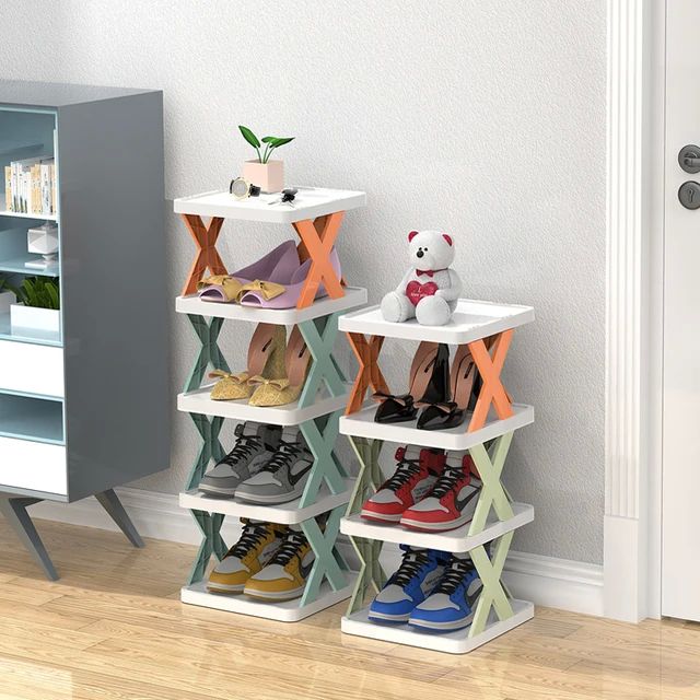 Stackable Shoe Rack Multi-Layer Shoe Stand Support Home Door Entrance Shoes Rack Space Saving Cabinet Shoe Storage Organizer, 5 Layer Multifunctional Shoe Rack, Space Saving Shoe Organizer, Stackable Shoe Rack -Multicolor