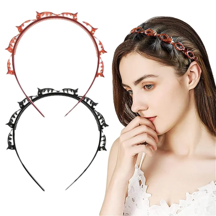 1 Pcs Black Braider Hair Style Twister Hair Band Non Slip Hairband Brown Double Hairstyle Hair Pin Clip Hair Styling New Fashion Hair Bands Women Girls Hair Accessories Hair Hoop Double Layer Band Twist Plait Clip Front Hair Clips Headband Beauty Tool