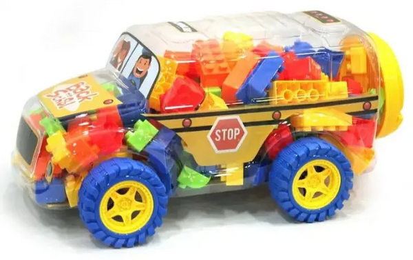 Car Blocks Jeep Transparent Jeep Toy-Blocks Insider Jeep Free Wheel -2 in 1 Jeep + Blocks play Set Gift For Kids-Birthdays Gift Toys