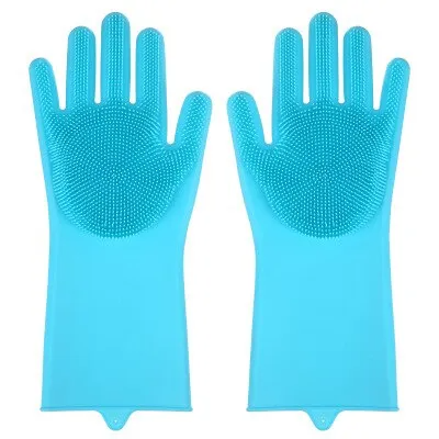 Reusable Silicone Magic Washing Gloves Pair with Scrubber for Kitchen, Bathroom, Car, Pet and Multipurpose Cleaning and Washing (1 Left and 1 Right Hand Silicone Scrub Glove Pair)