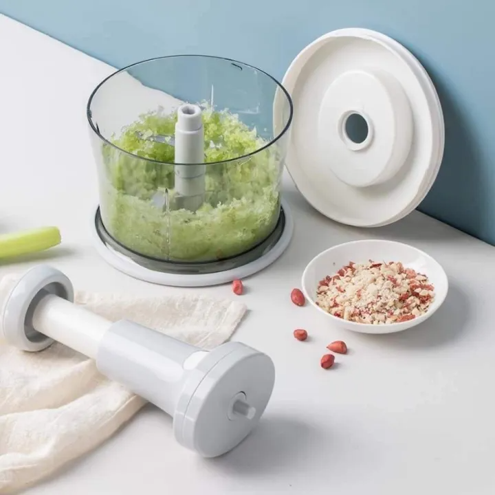 Hand Pat Food Processor - Hand Push Chopper Machine Food Processor - Home Appliances - Small Kitchen Appliances / Meat Chopper Cutter / Handheld Vegetable Chopper / Mincer / Mixer / Blender to Chop Fruits - Onion / Garlic Chopper - Payaz Cutter (1.5L)